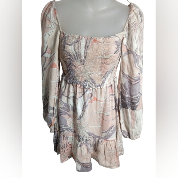 Wilfred Dresses & Skirts - Wilfred Cream Floral Smocked Bodice Long Biship Sleeve Sundress Size Small